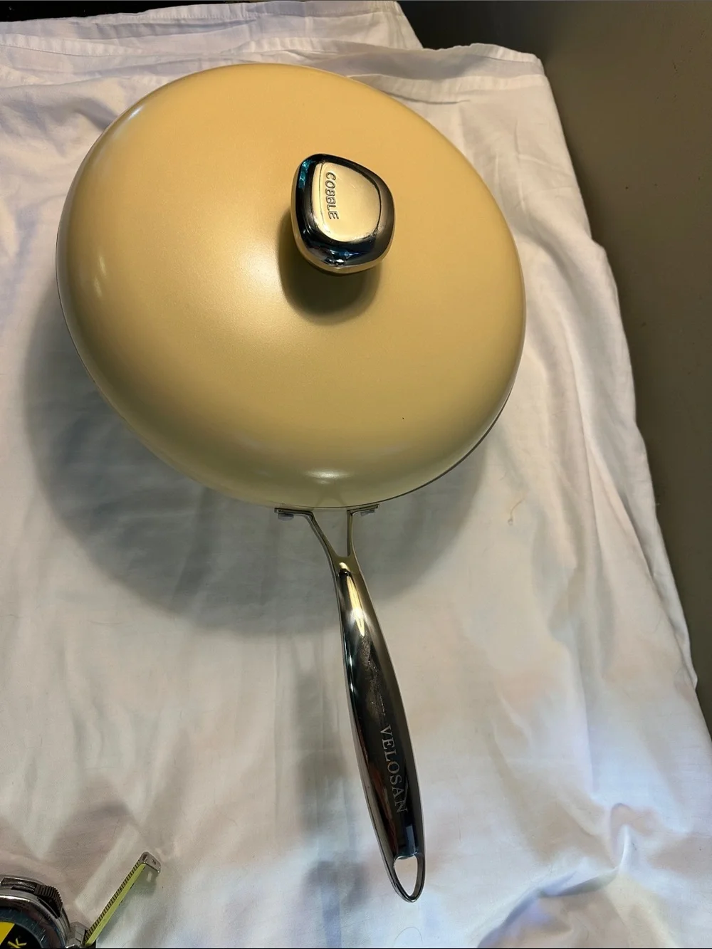 VELOSAN Creamish or yellow Nonstick Frying Pan with Lid -